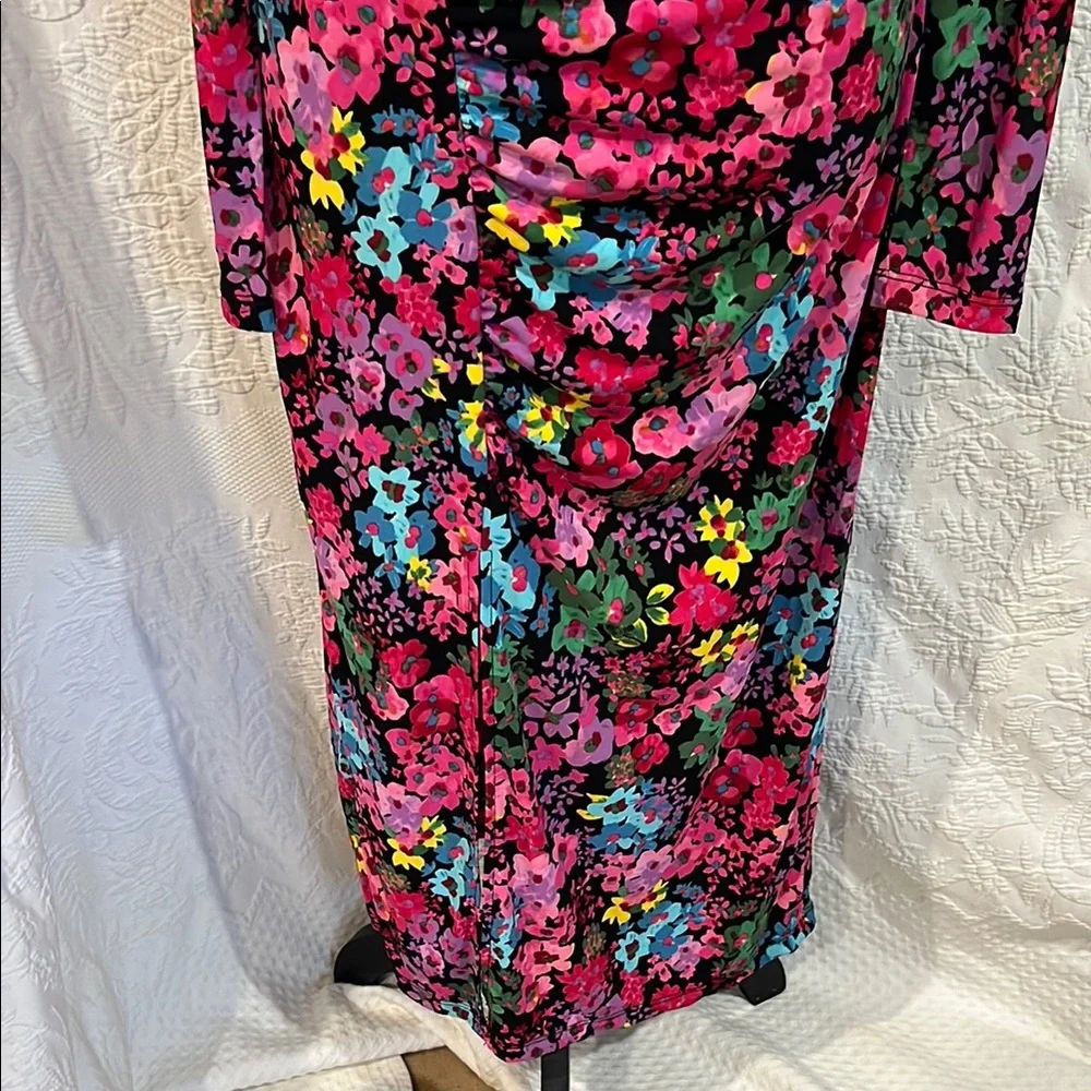 FUTURE COLLECTIVE Floral Long Sleeve Mock Neck Ruched Dress, size medium, NWT - Picture 5 of 14